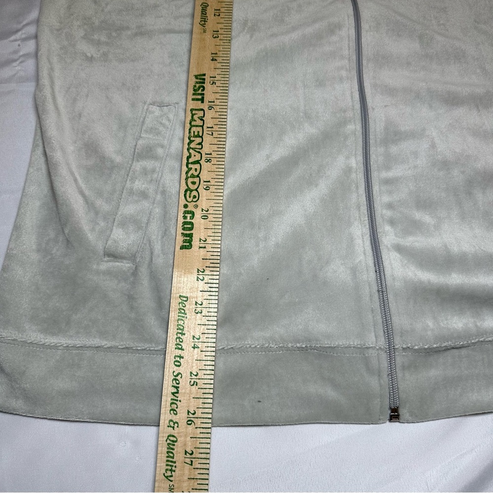 BLAIR Velour Tracksuit XL Gray Silver Quilted Smocked Zip Grandpa Retro Cottage - Picture 12 of 16